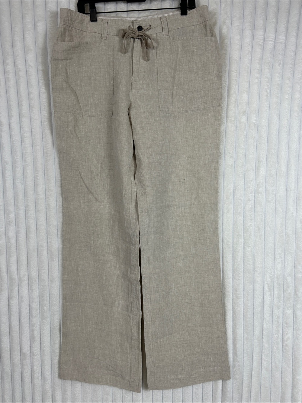 Le Château 100% linen beige straight leg pants plus sz 34 14-16 XL
